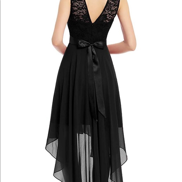 Floral Lace Chiffon Hi-Lo Swing Party Dress - Picture 2 of 4